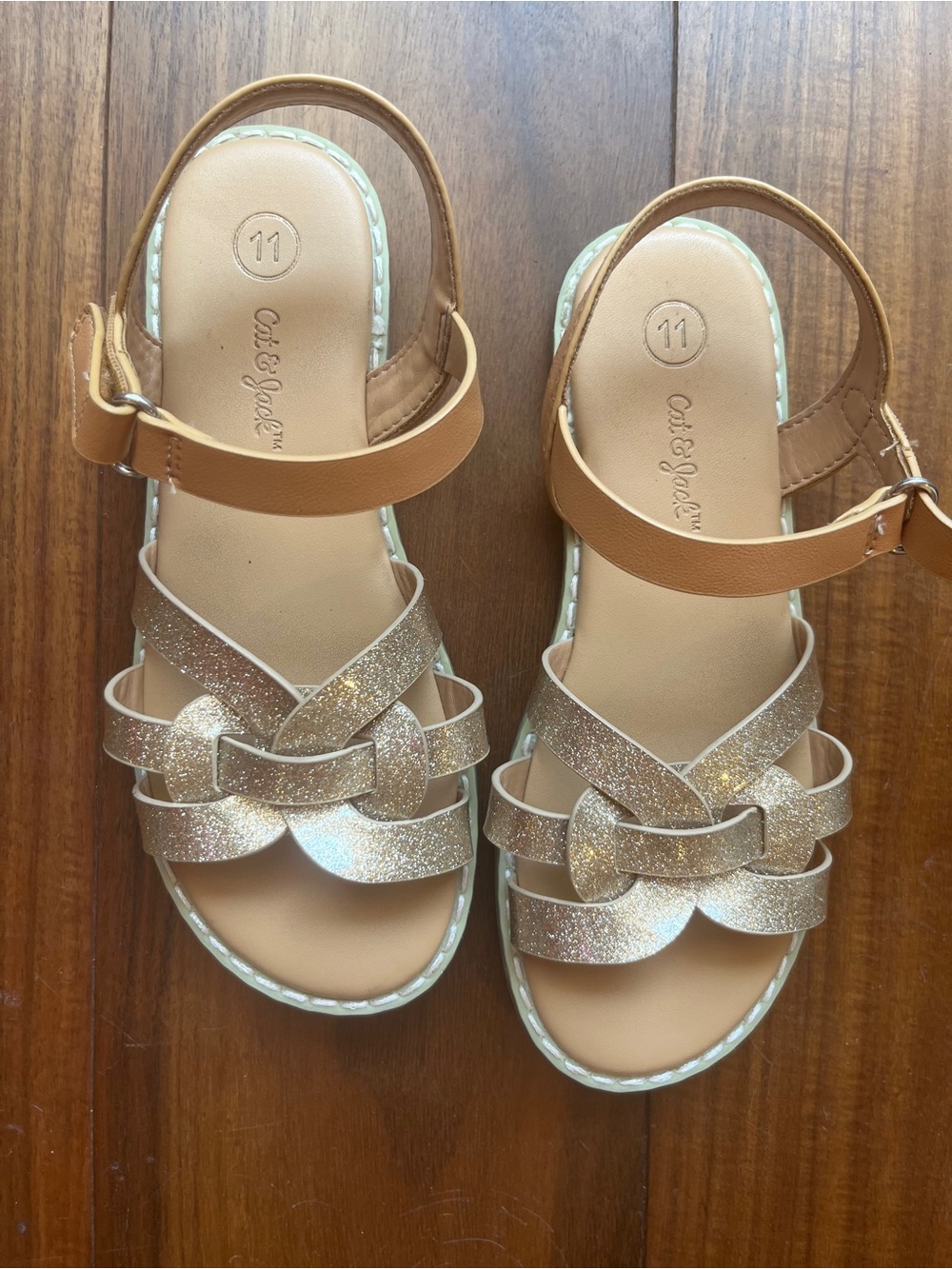 EUC Cat and jack gold sparkly sandals